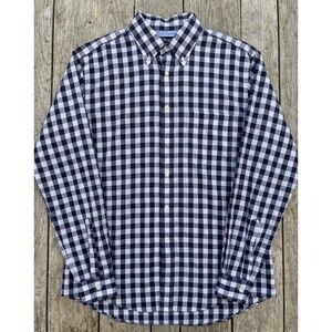 TM Lewin London Mens Egyptian Cotton Gingham Button Down Shirt Navy Size L